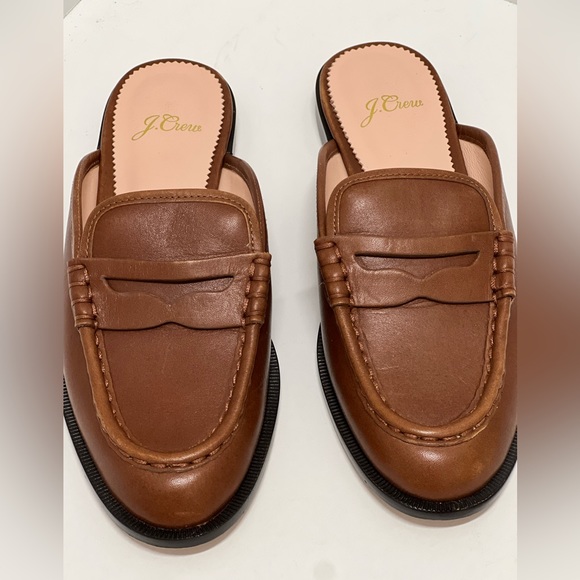 J Crew Leather Tab Loafer Mules